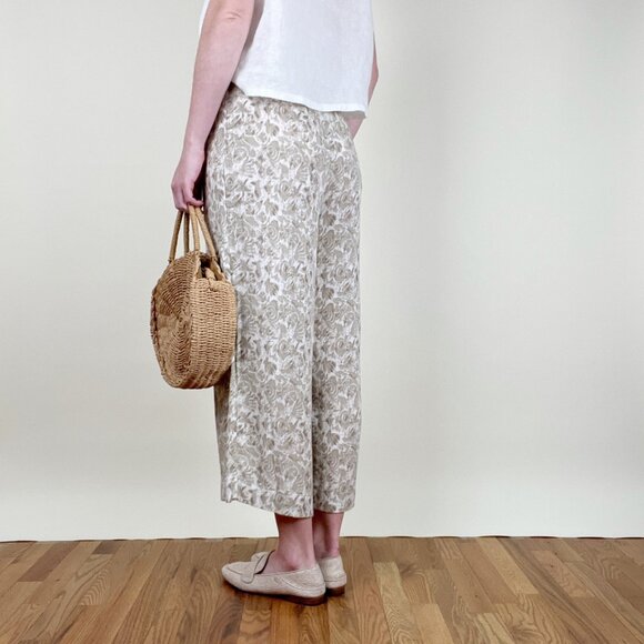 Vintage Coastal Wide Leg Crop Trouser Pants High Waisted Old Money Quiet Luxury - Picture 3 of 7